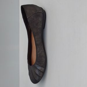 Earth "Bellwether" Leather Pewter Wide Slip-On Ballet Flats